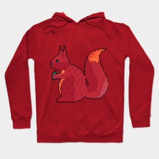 Cheerful Whiskers: Pixel Art Squirrel Design for a Playful Look Hoodie